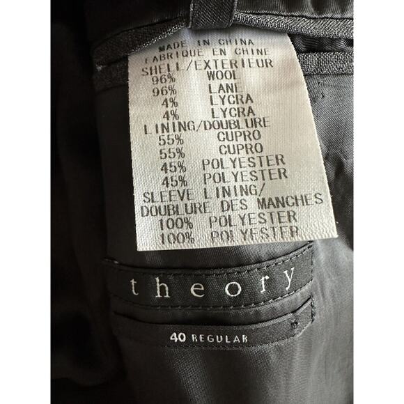 Theory Xylo NP Charcoal Gray Blazer 40R – Stretch Wool Single-Breasted - Picture 4 of 5